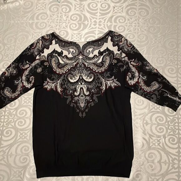 White House Black Market EUC modern paisley dolman sleeve sweater size XS - Picture 4 of 9